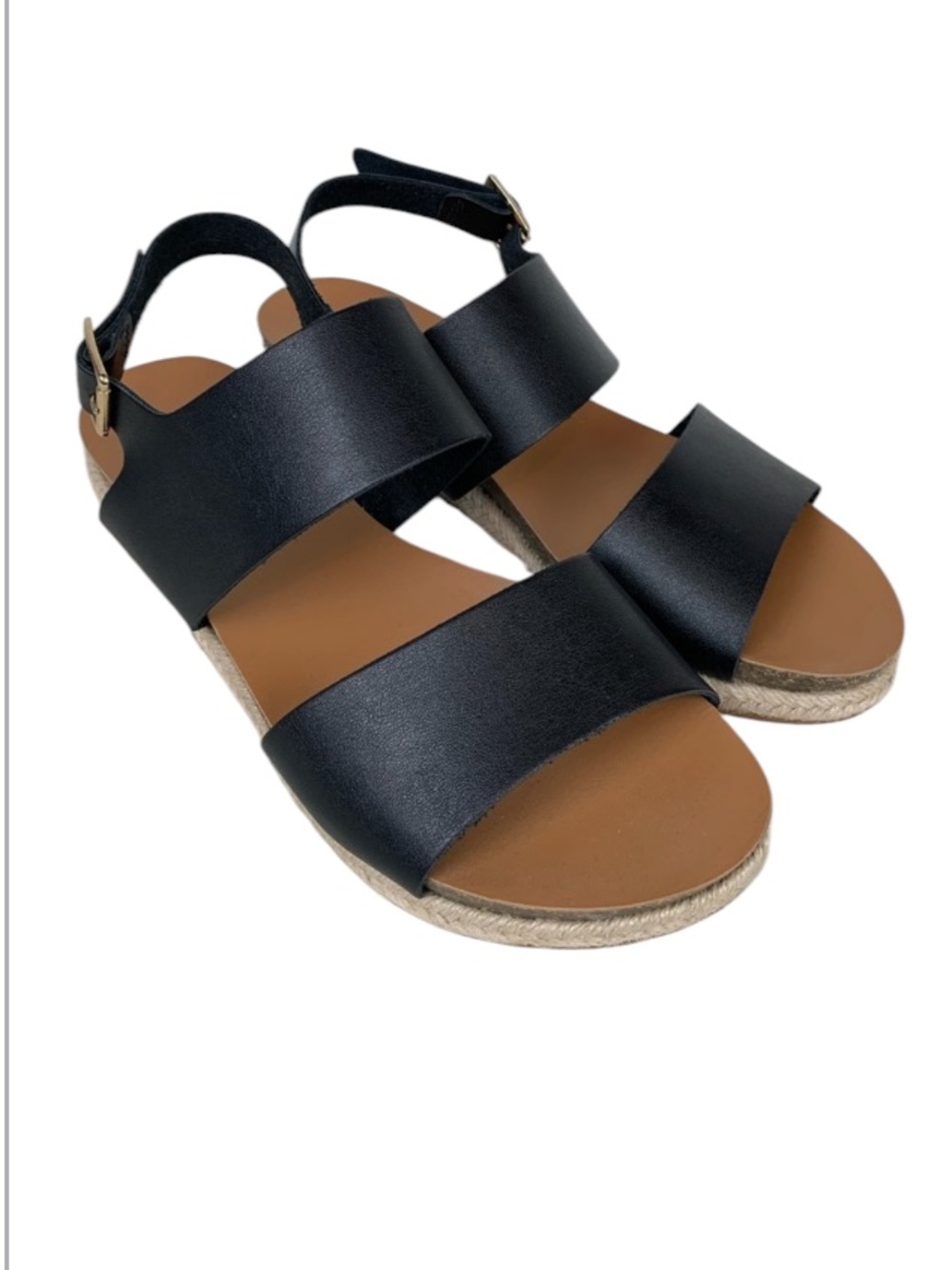 City Classified Women’s Tulum Trek Black Double-Band Buckle Platform Sandals 7.5